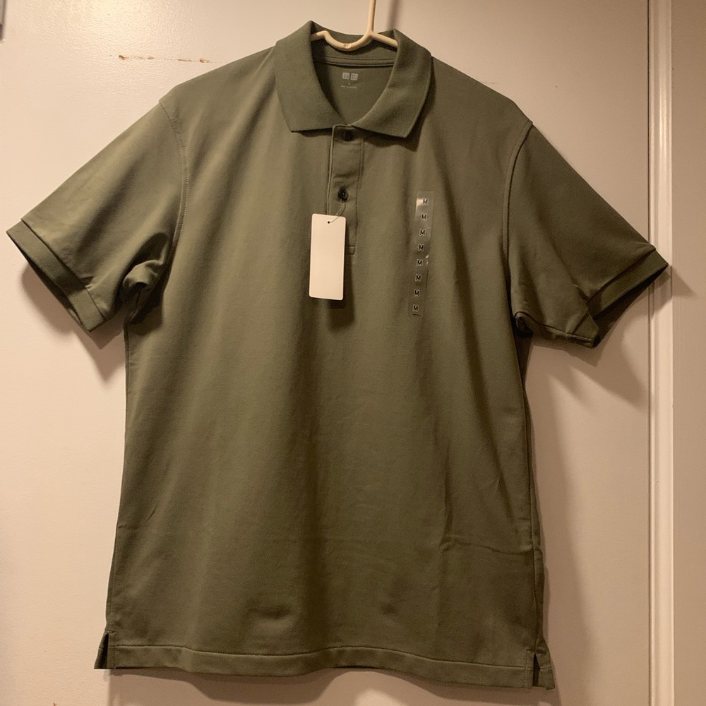 NWT Uniqlo Polo T shirt pique cotton Olive Green Medium